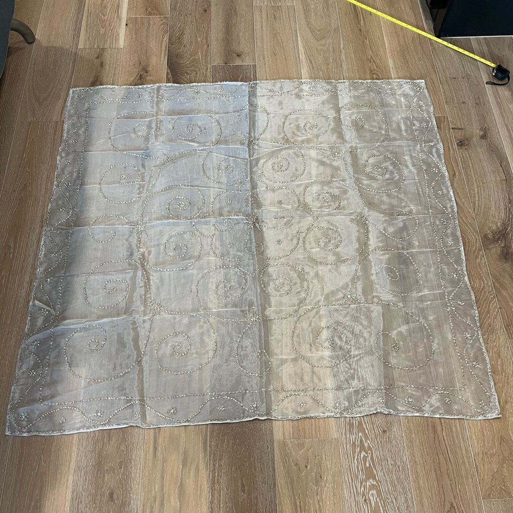 Sheer Embroidered Table cover/tapestry with beaded details